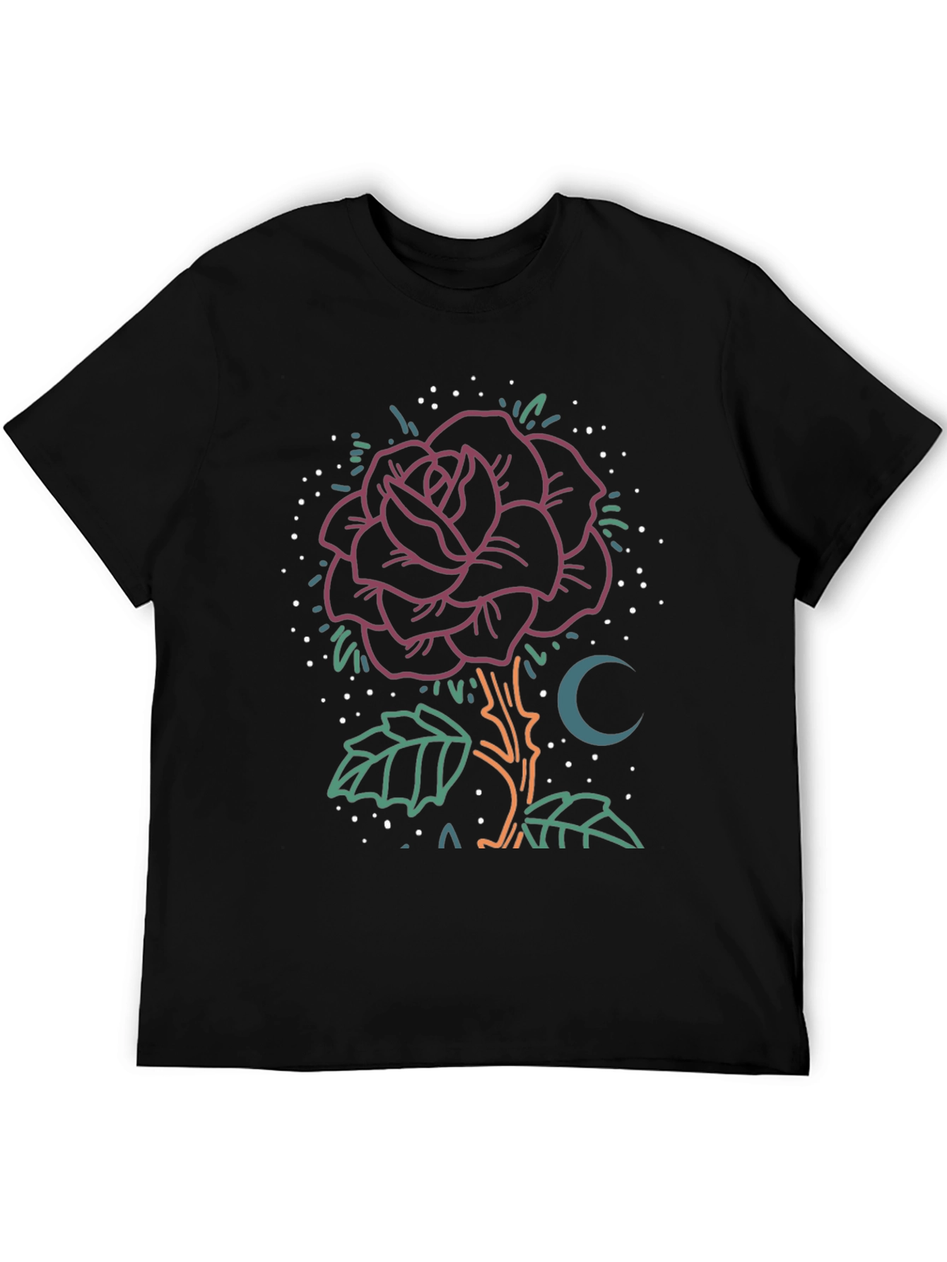 Rose & Moon Graphic Tee - Unique Design