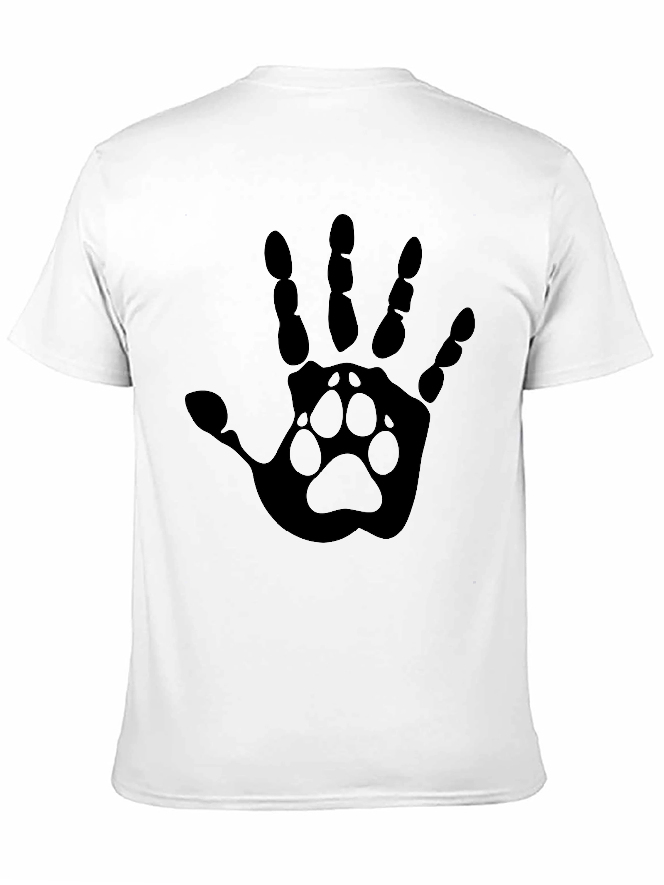 Hand Paw Print Graphic Tee - Black Cotton Blend T-Shirt