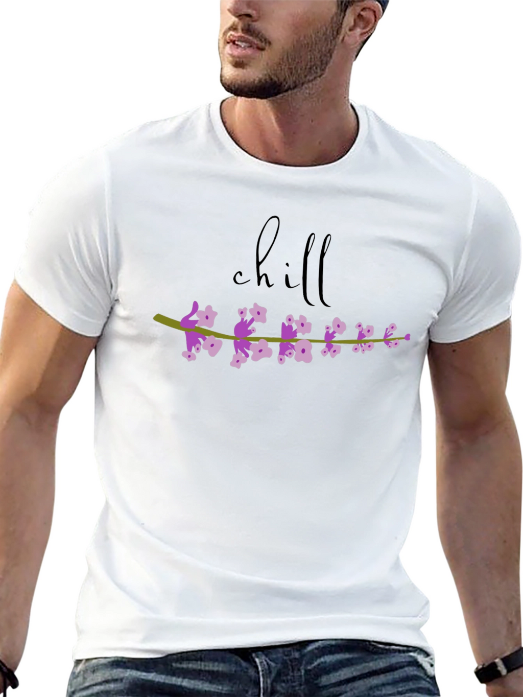 Chill Floral Graphic Tee - Black Cotton T-Shirt