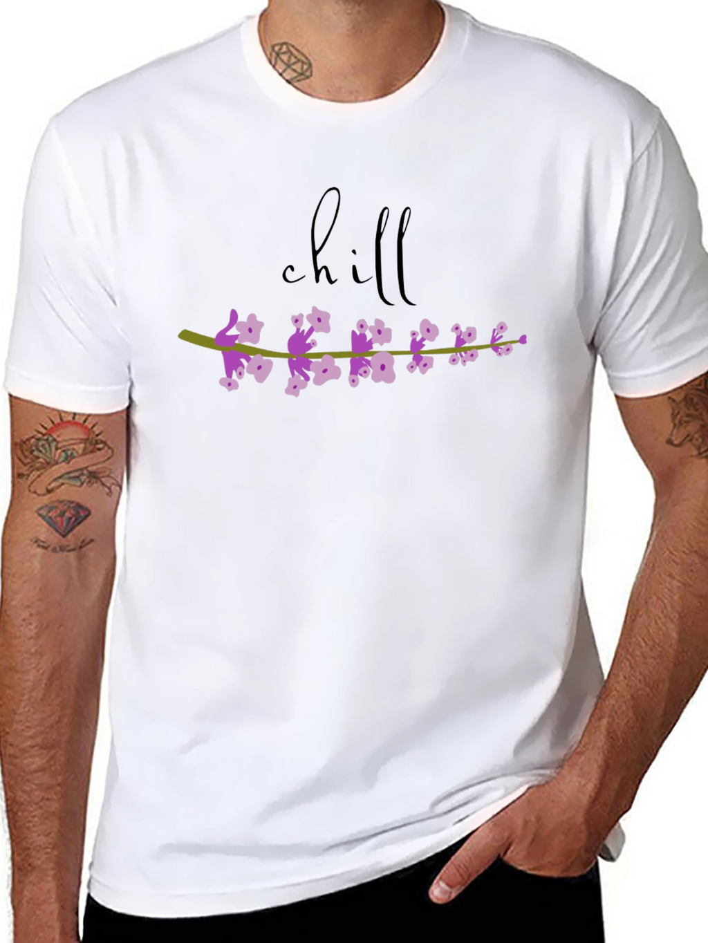 Chill Floral Graphic Tee - Black Cotton T-Shirt