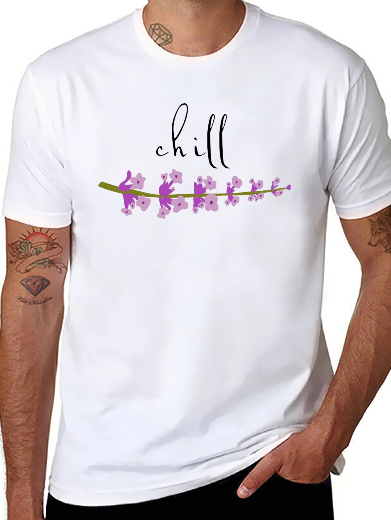 Chill Floral Graphic Tee - Black Cotton T-Shirt