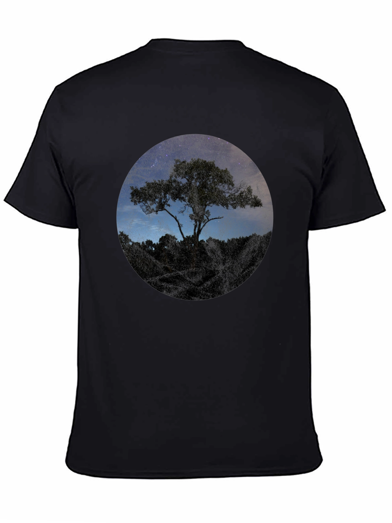 Starry Tree Graphic Black T-Shirt