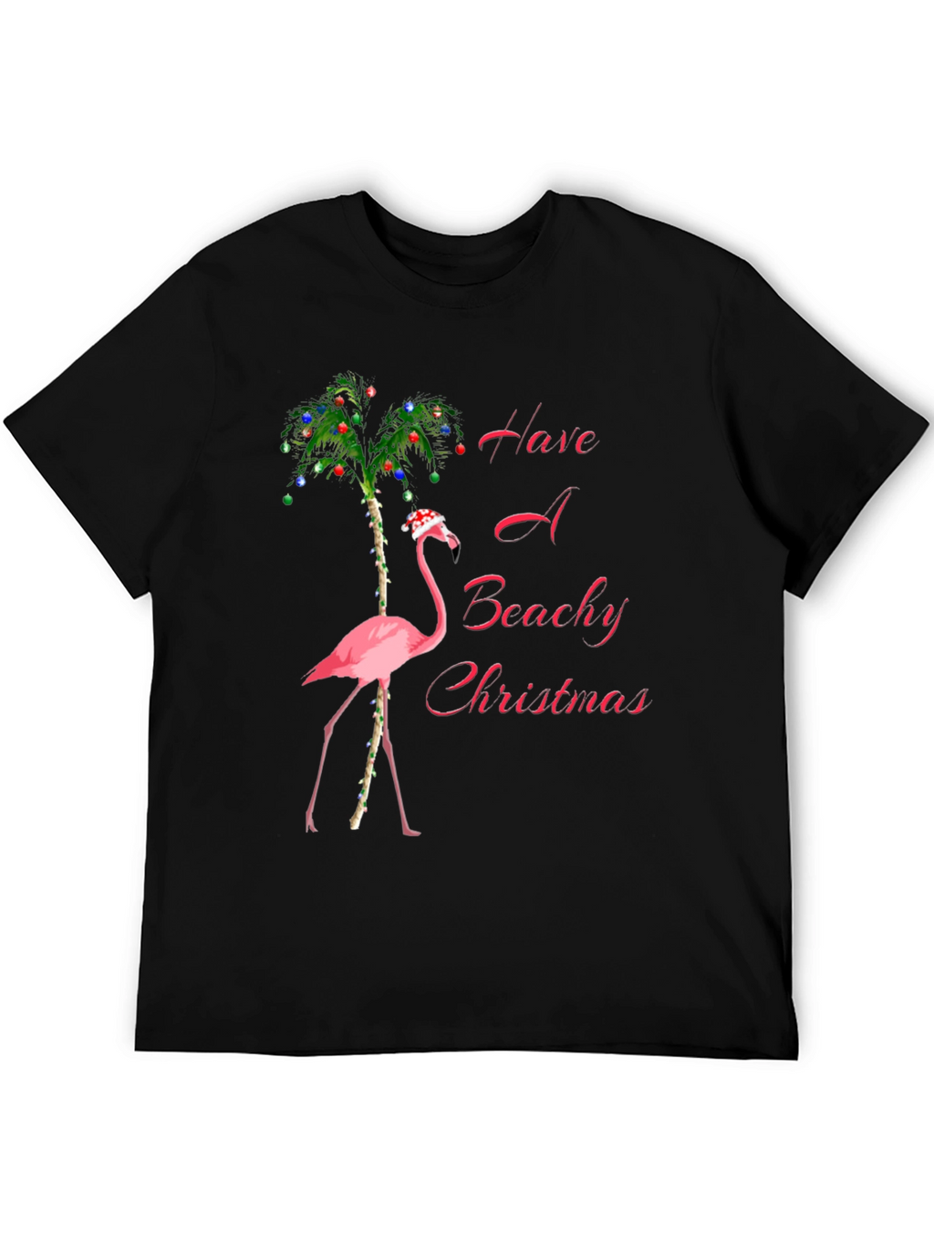 Beachy Christmas Flamingo Graphic Tee