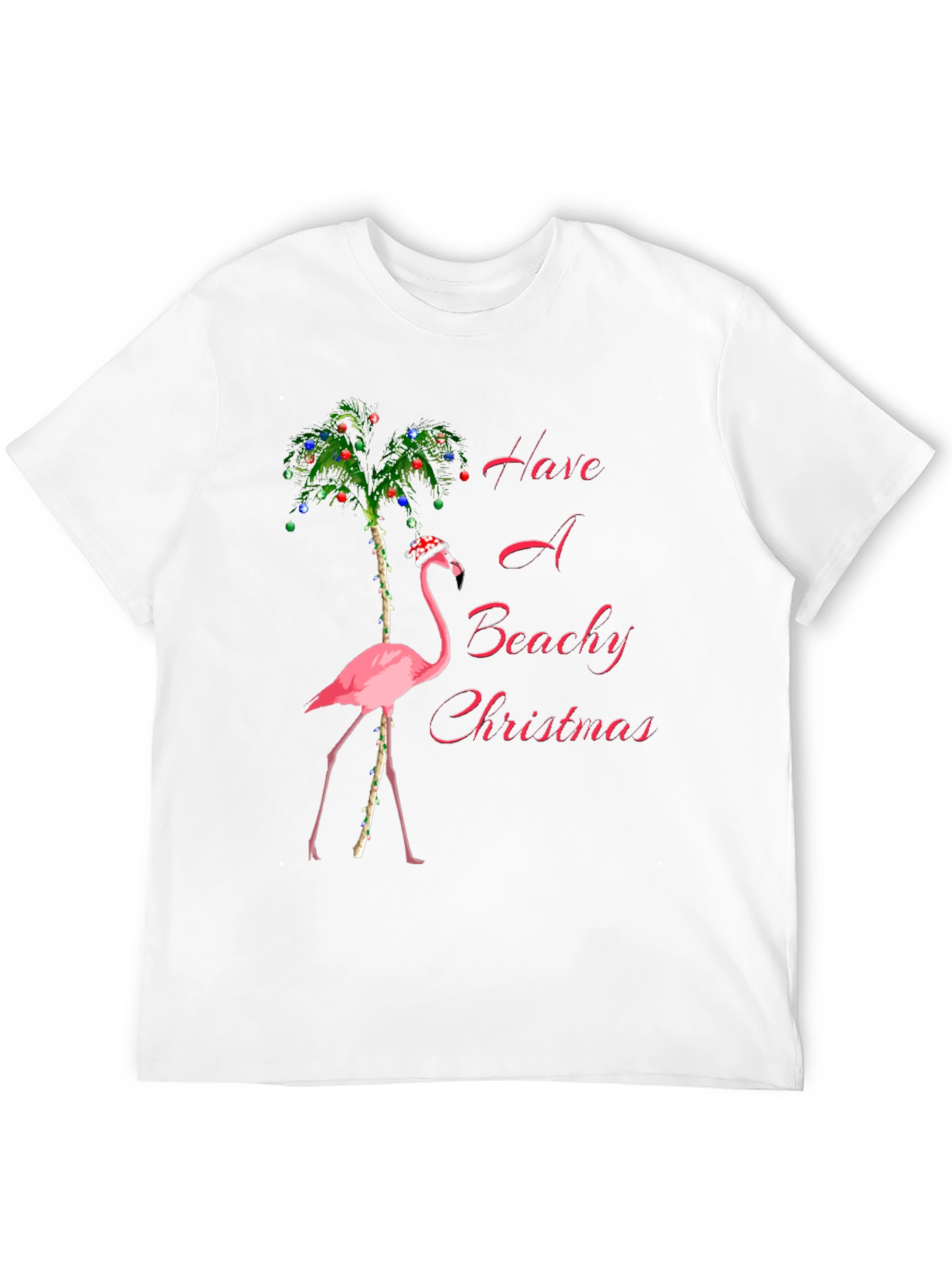 Beachy Christmas Flamingo Graphic Tee