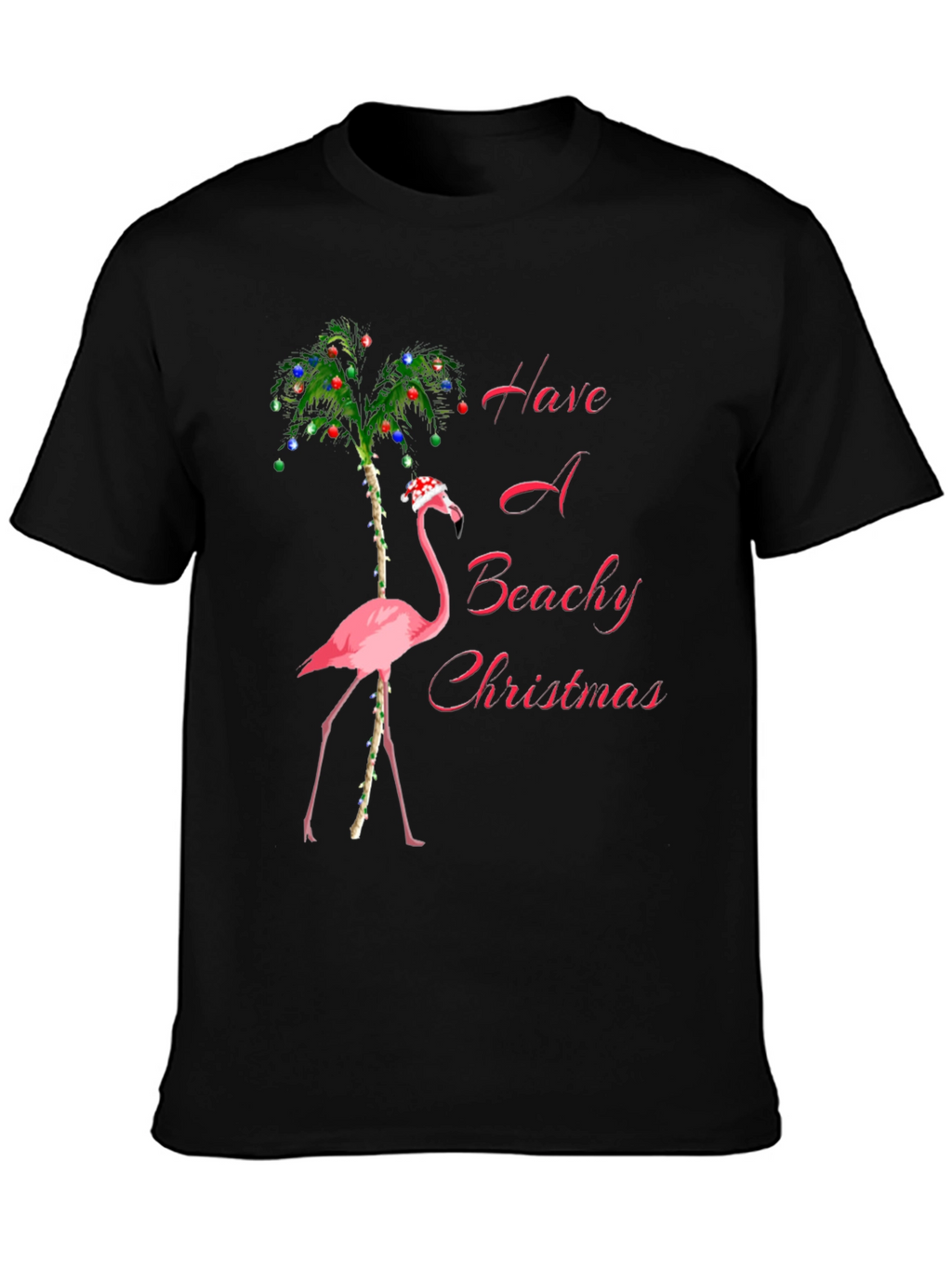 Beachy Christmas Flamingo Graphic Tee