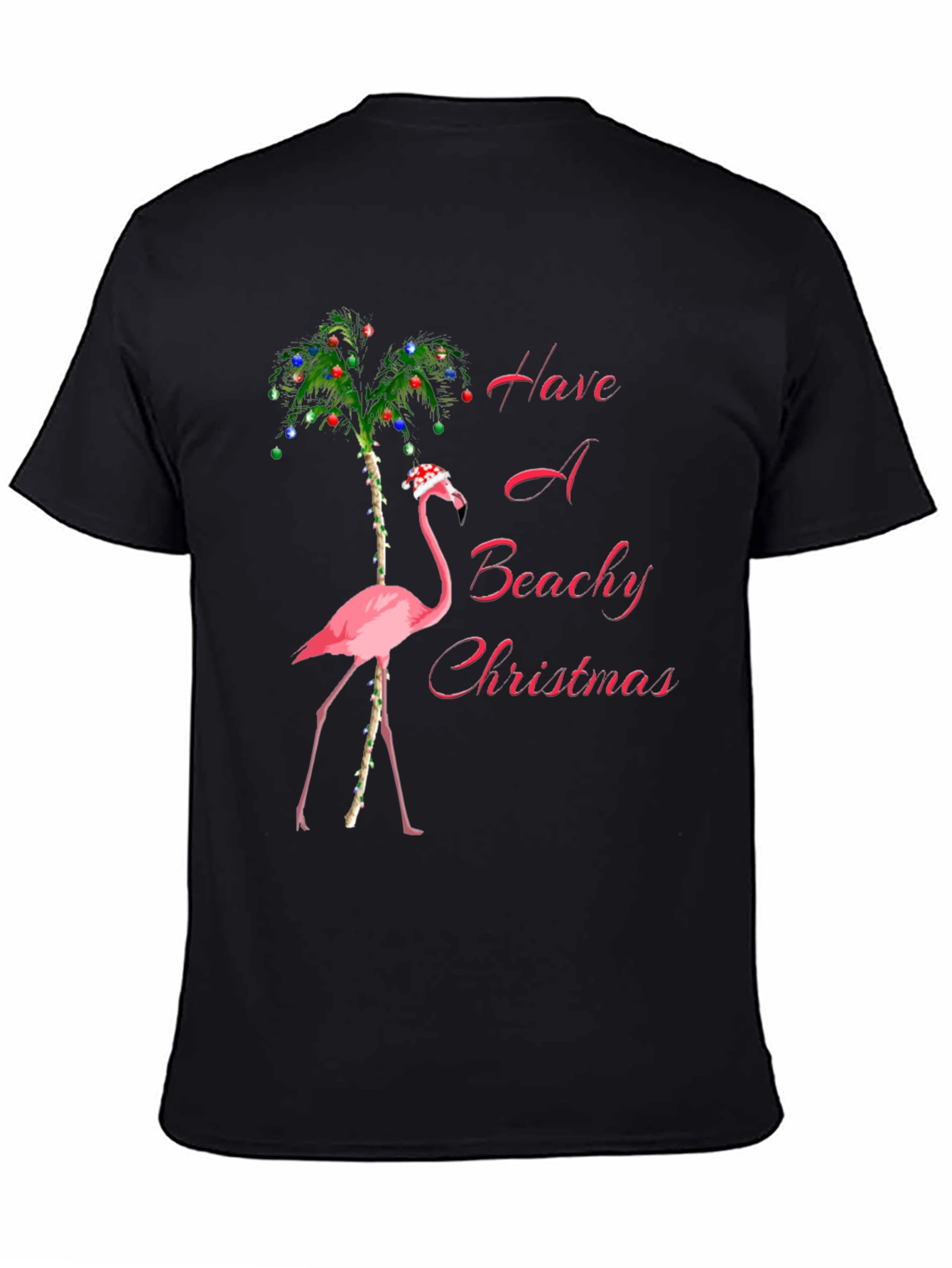 Beachy Christmas Flamingo Graphic Tee