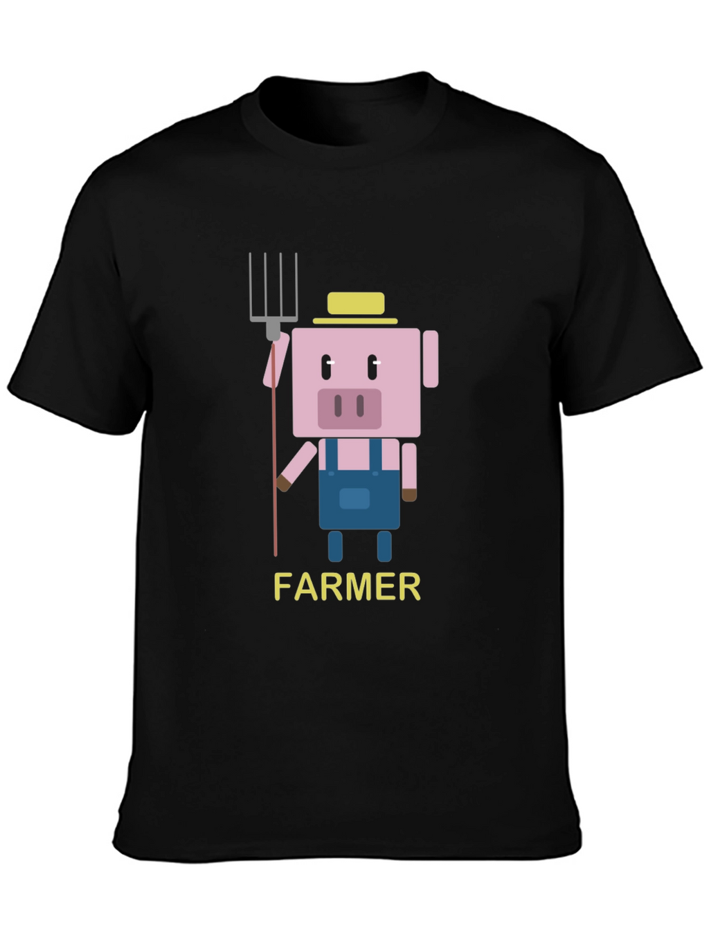 Farmer Pig Graphic T-Shirt - Fun Cartoon Design