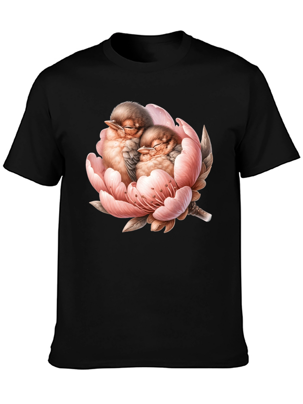 Birds in Bloom Black Graphic Tee
