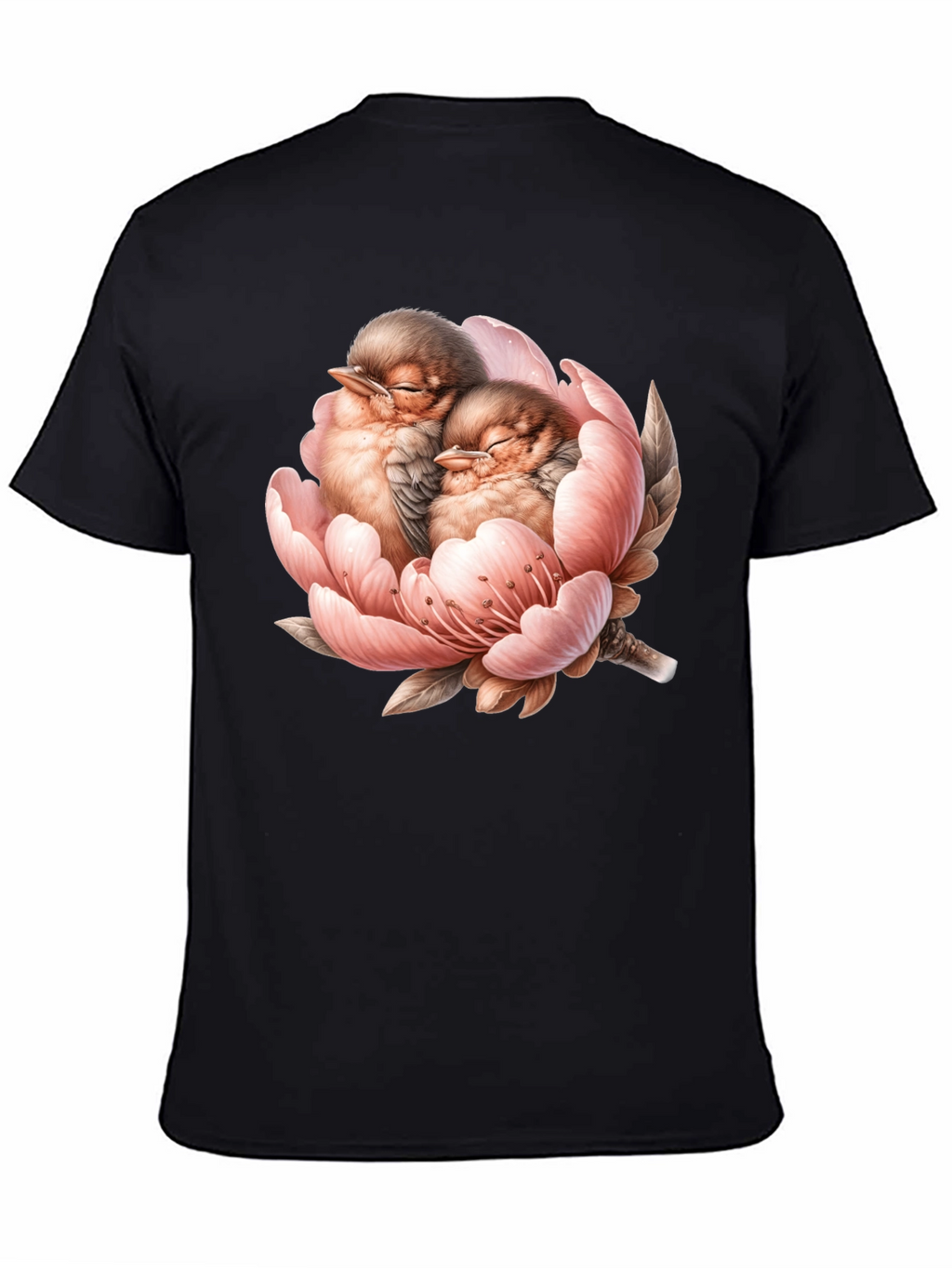Birds in Bloom Black Graphic Tee