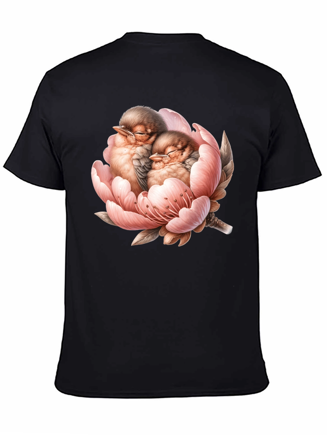 Birds in Bloom Black Graphic Tee