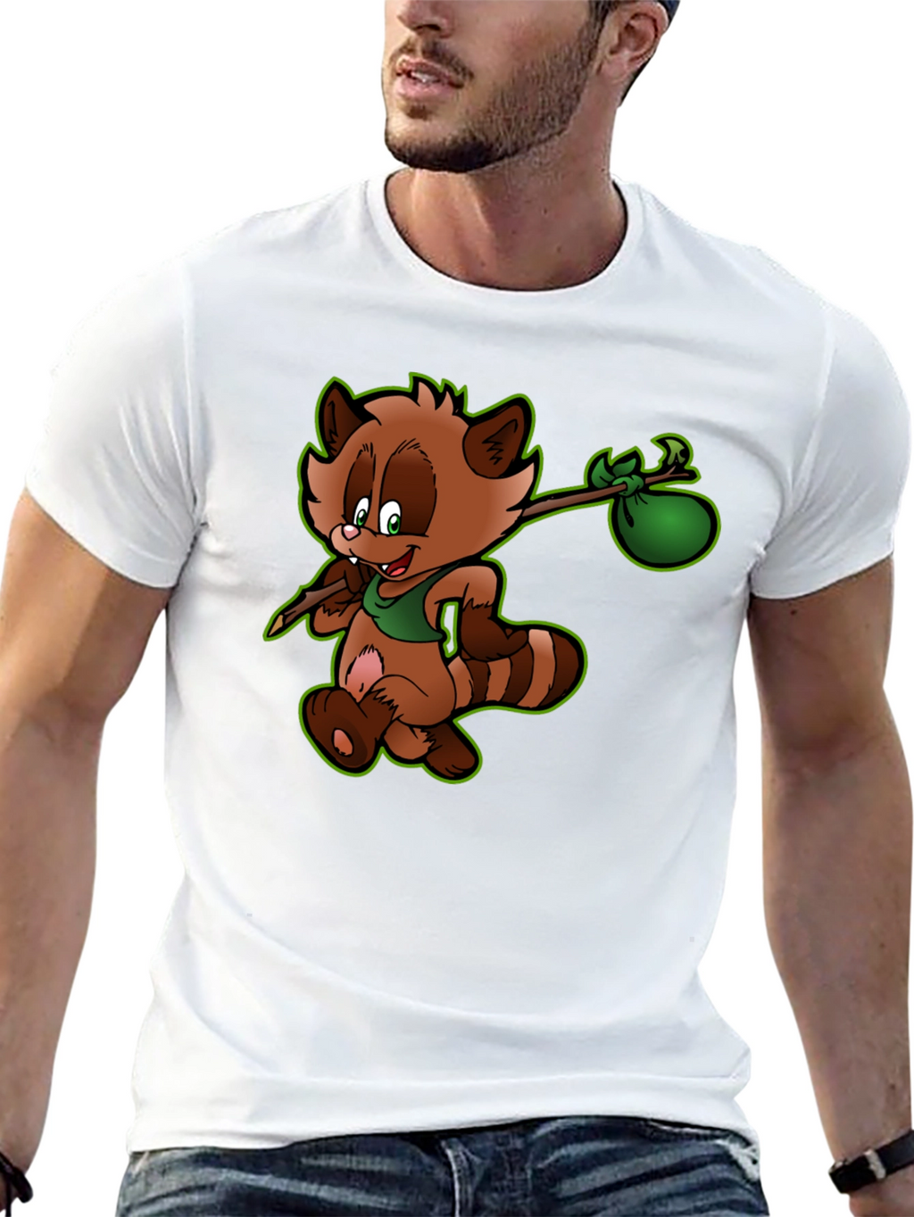 Cartoon Raccoon Graphic Tee