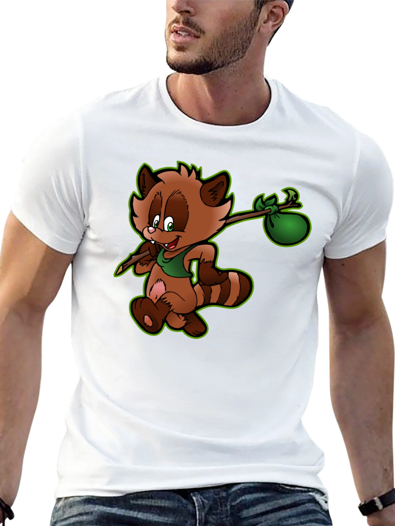 Cartoon Raccoon Graphic Tee