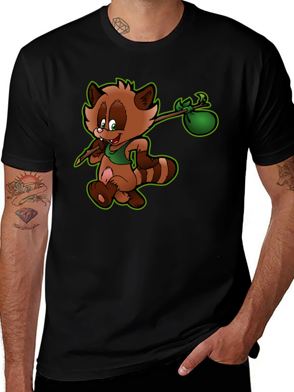 Cartoon Raccoon Graphic Tee