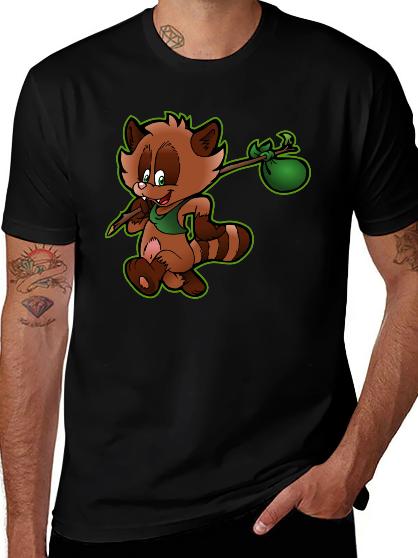 Cartoon Raccoon Graphic Tee
