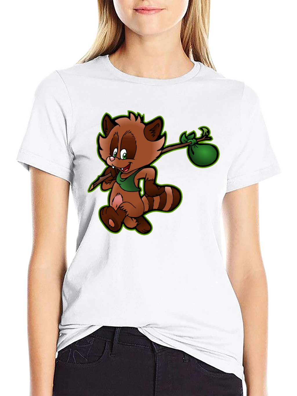 Cartoon Raccoon Graphic Tee