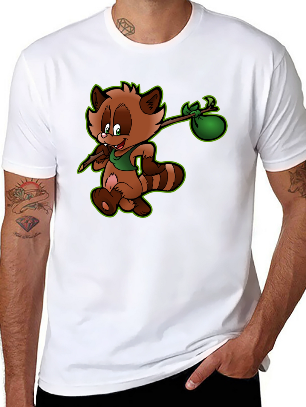 Cartoon Raccoon Graphic Tee