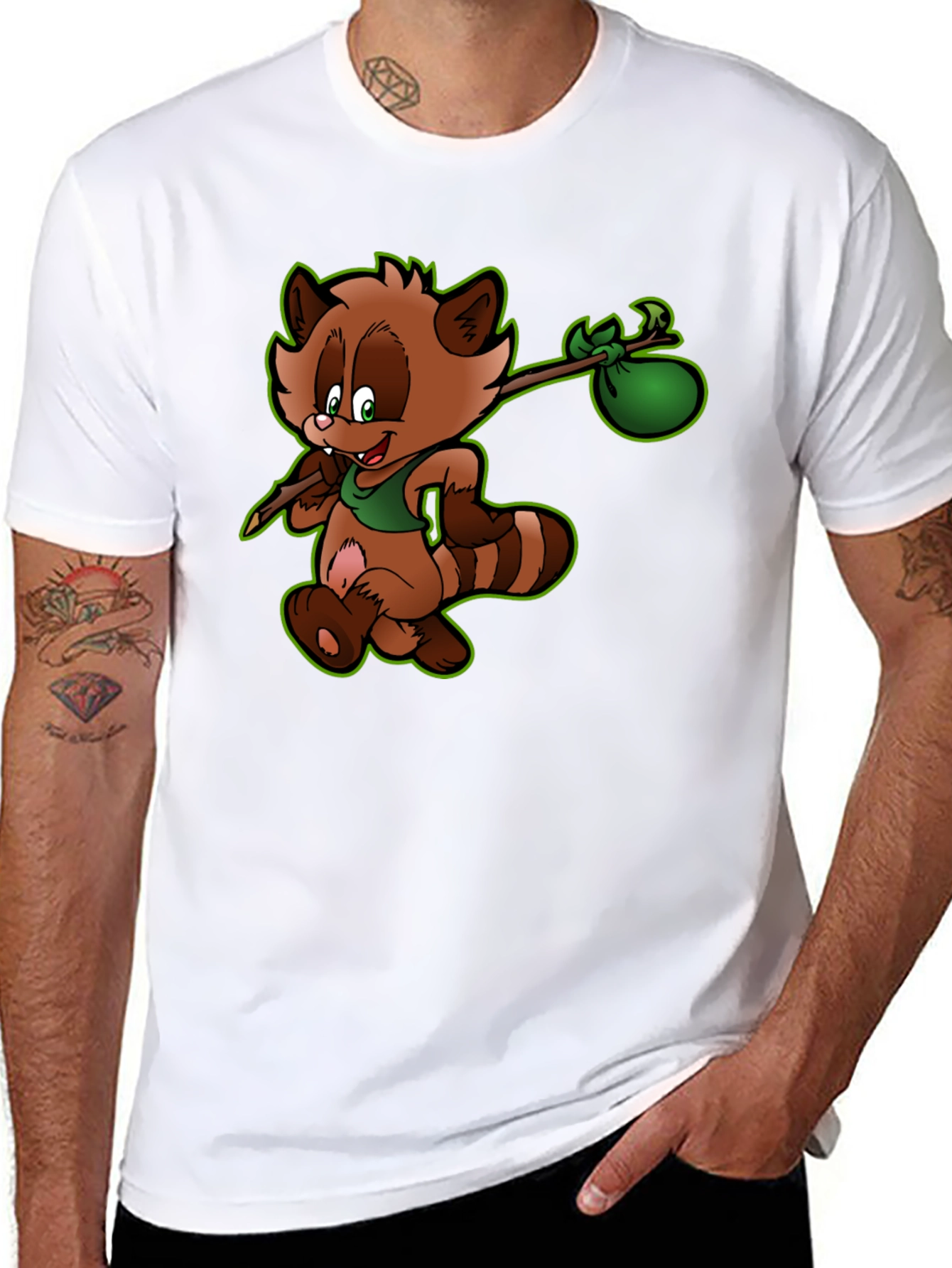 Cartoon Raccoon Graphic Tee