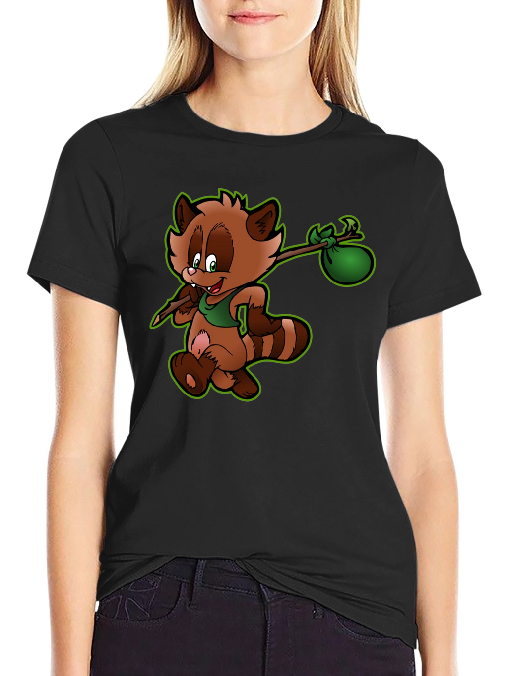 Cartoon Raccoon Graphic Tee