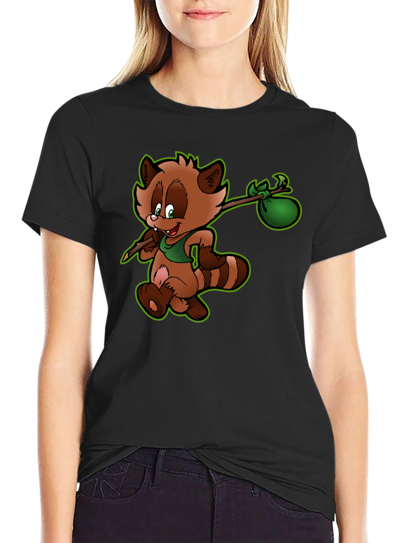 Cartoon Raccoon Graphic Tee