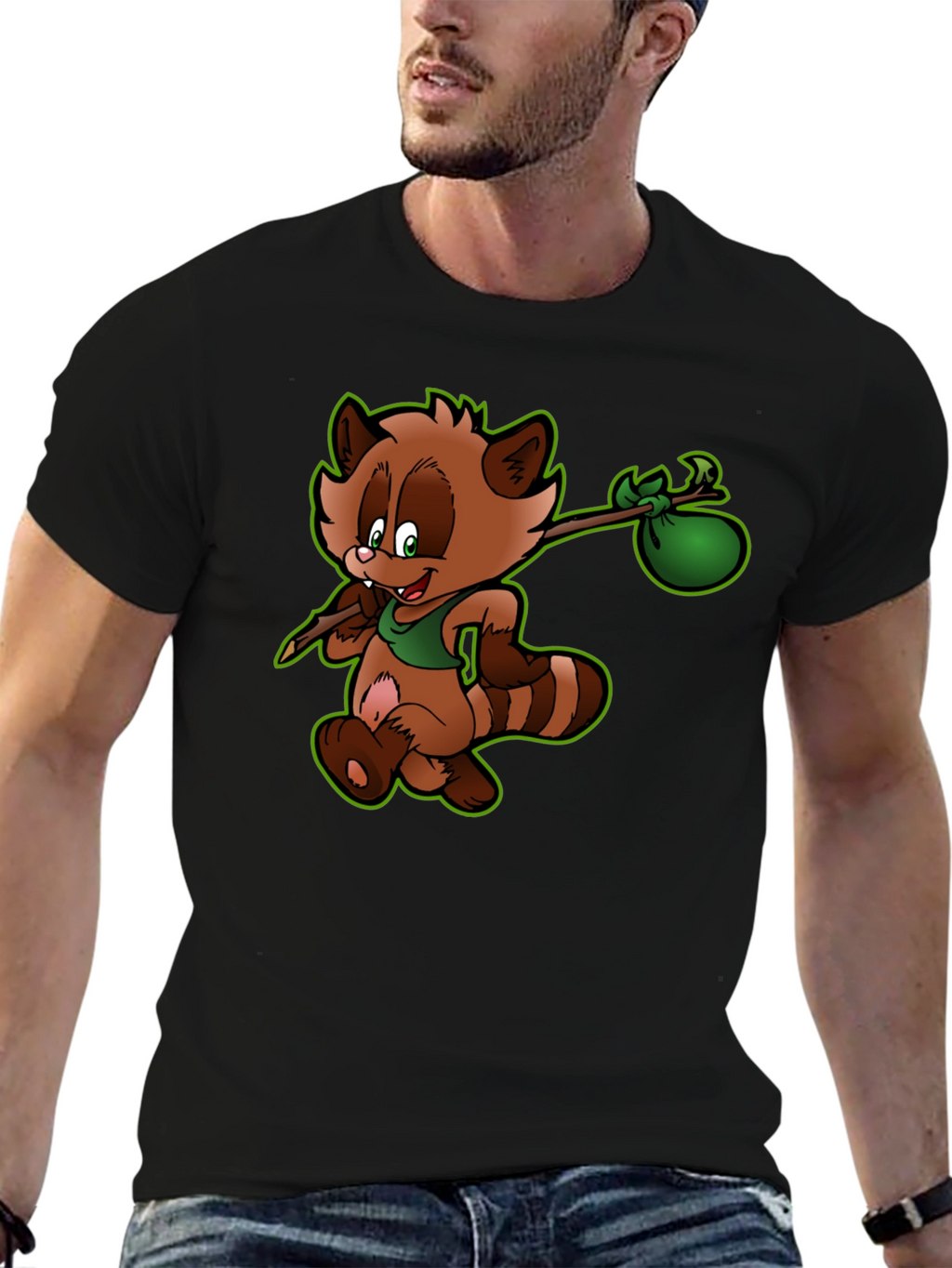 Cartoon Raccoon Graphic Tee