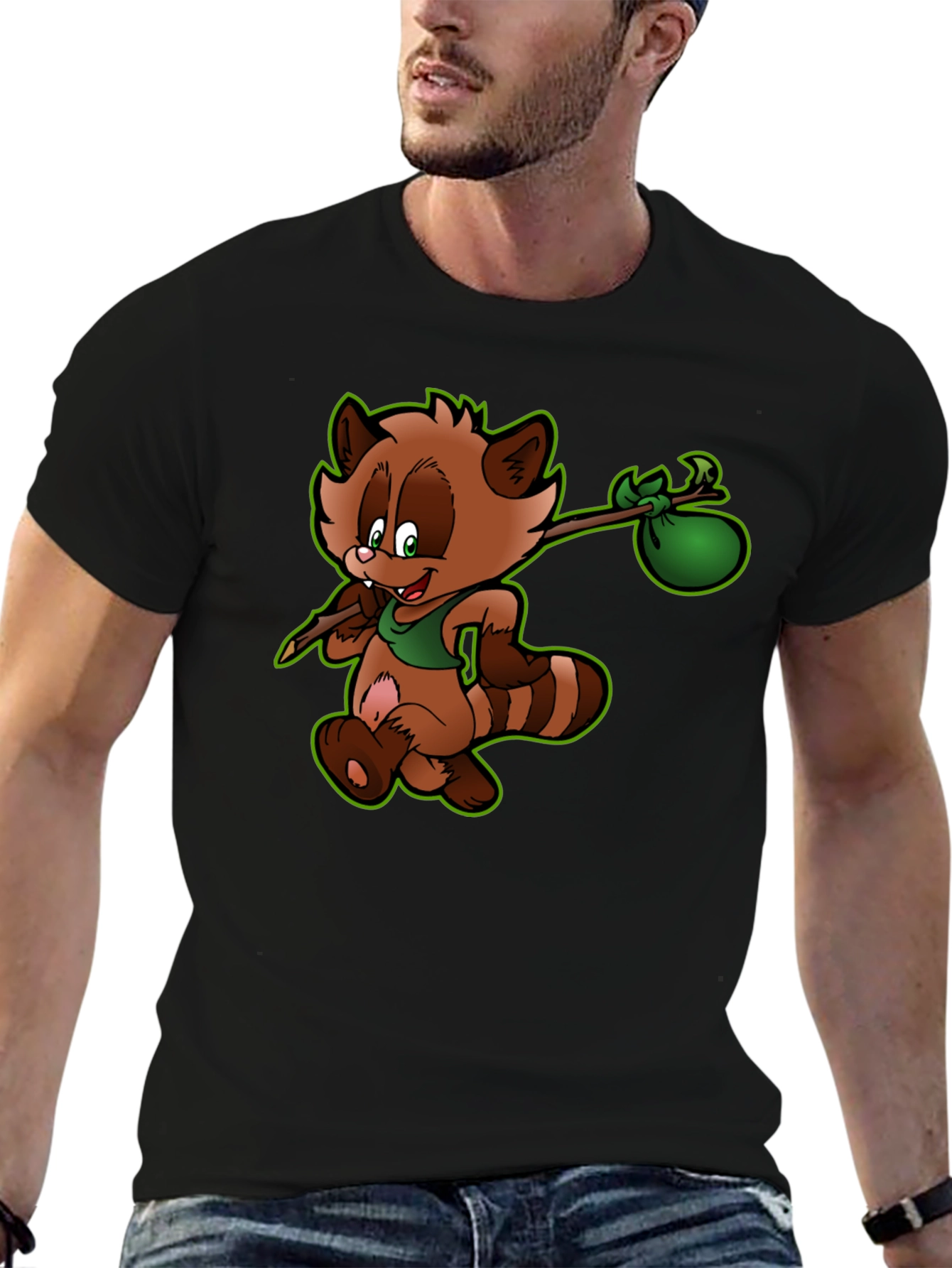Cartoon Raccoon Graphic Tee