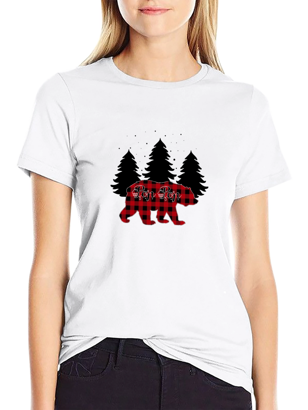 Pop Pop Buffalo Plaid Bear Tee