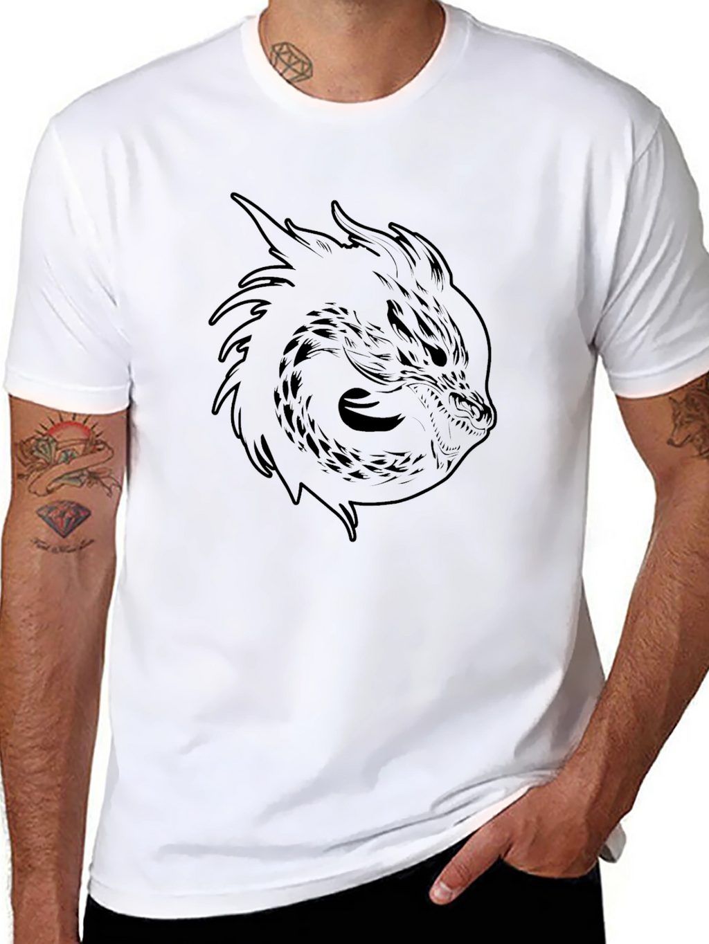 Mens Black Dragon Graphic Tee - Stylish & Edgy