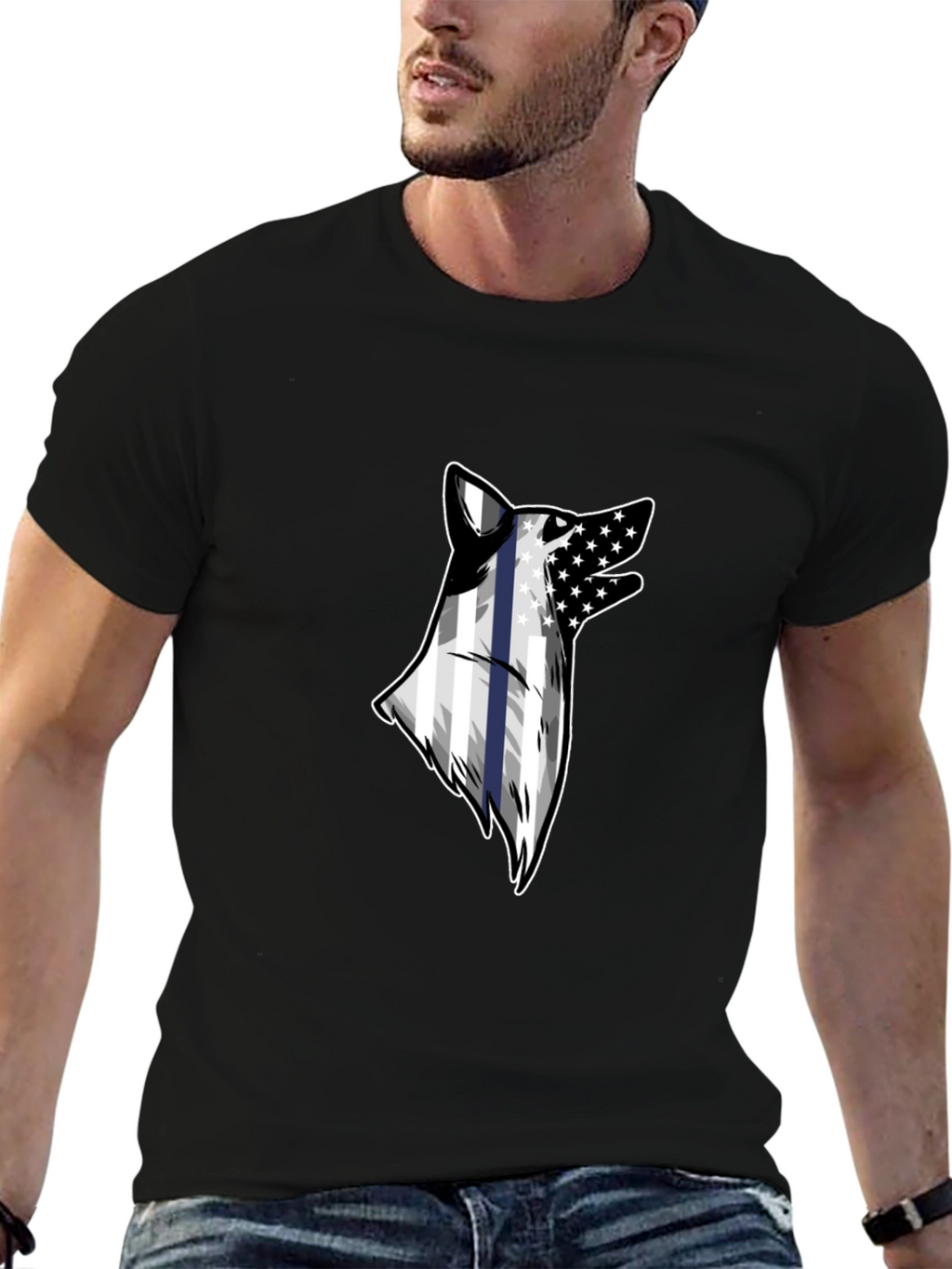 Wolf American Flag T-Shirt