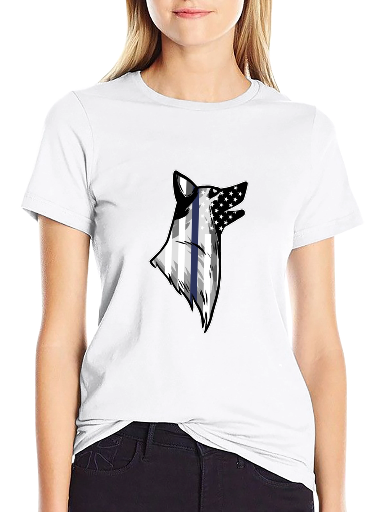 Wolf American Flag T-Shirt
