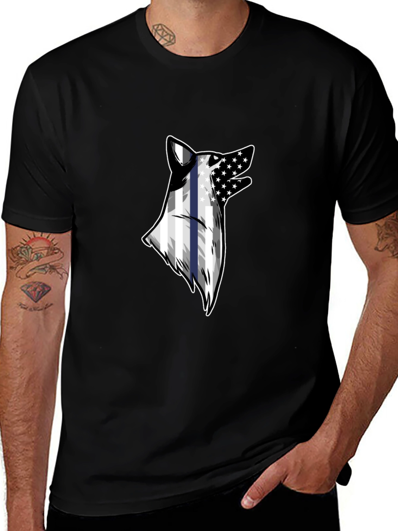 Wolf American Flag T-Shirt