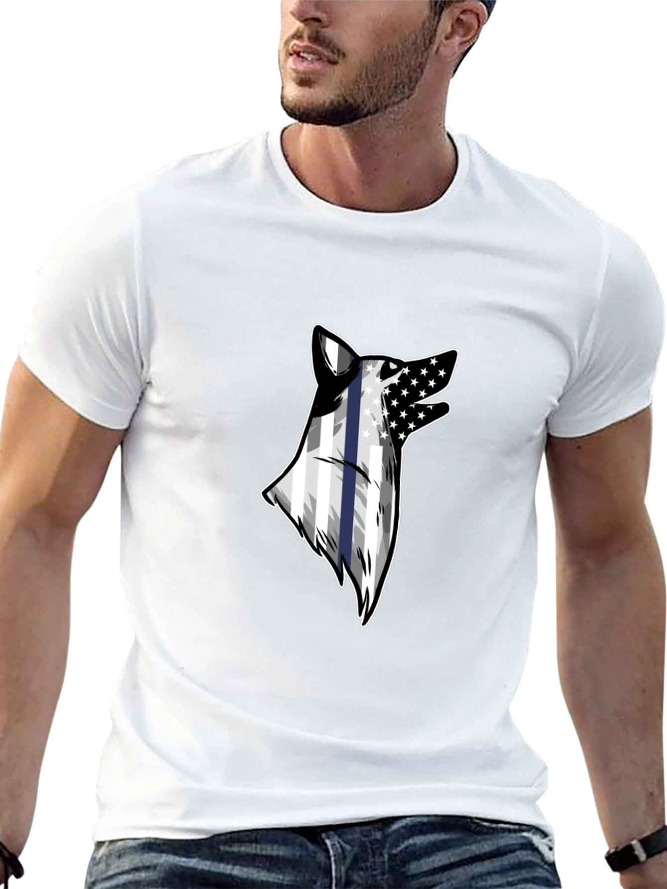Wolf American Flag T-Shirt
