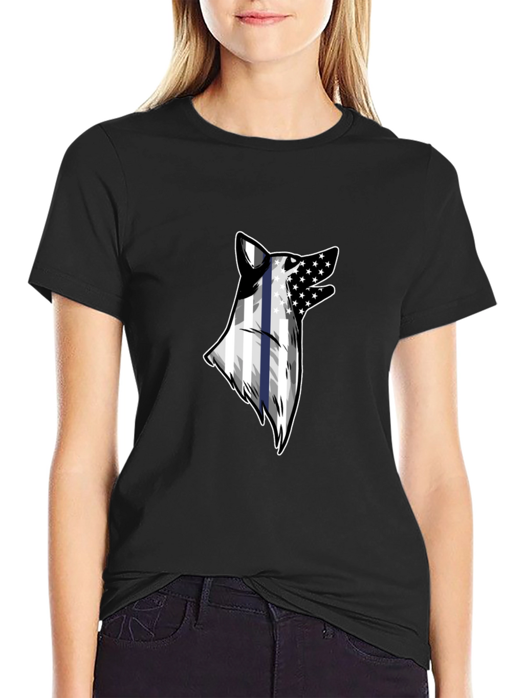 Wolf American Flag T-Shirt