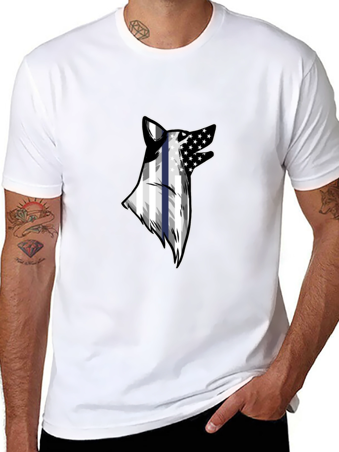 Wolf American Flag T-Shirt