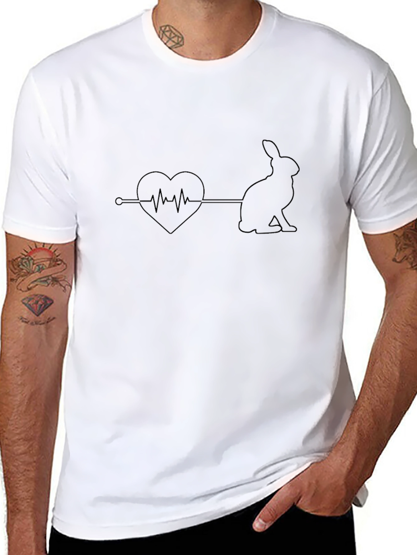 Rabbit Heartbeat T-Shirt - Unisex Cotton Tee