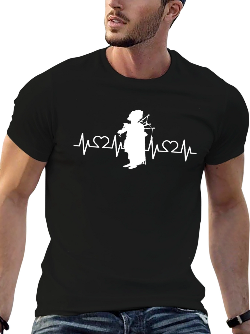 Bagpipe Heartbeat Black T-Shirt