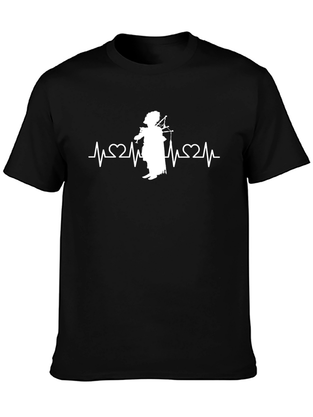 Bagpipe Heartbeat Black T-Shirt