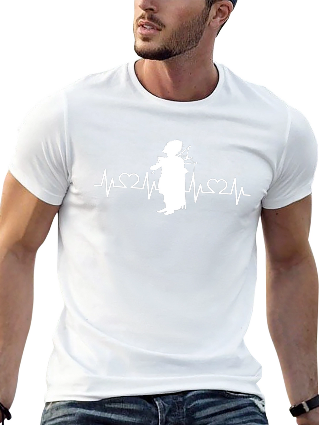 Bagpipe Heartbeat Black T-Shirt