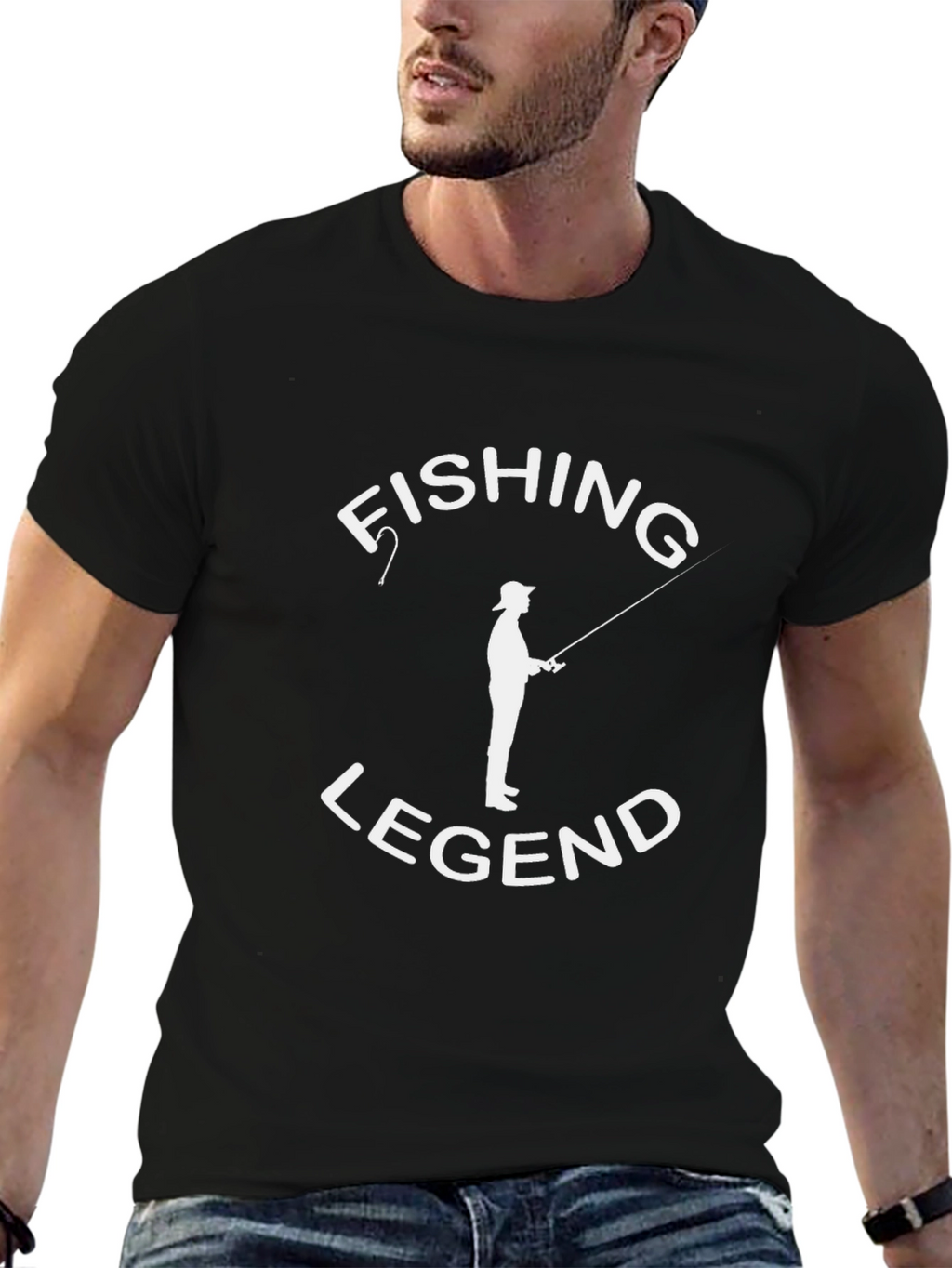 Fishing Legend Graphic Tee - Black Cotton T-Shirt
