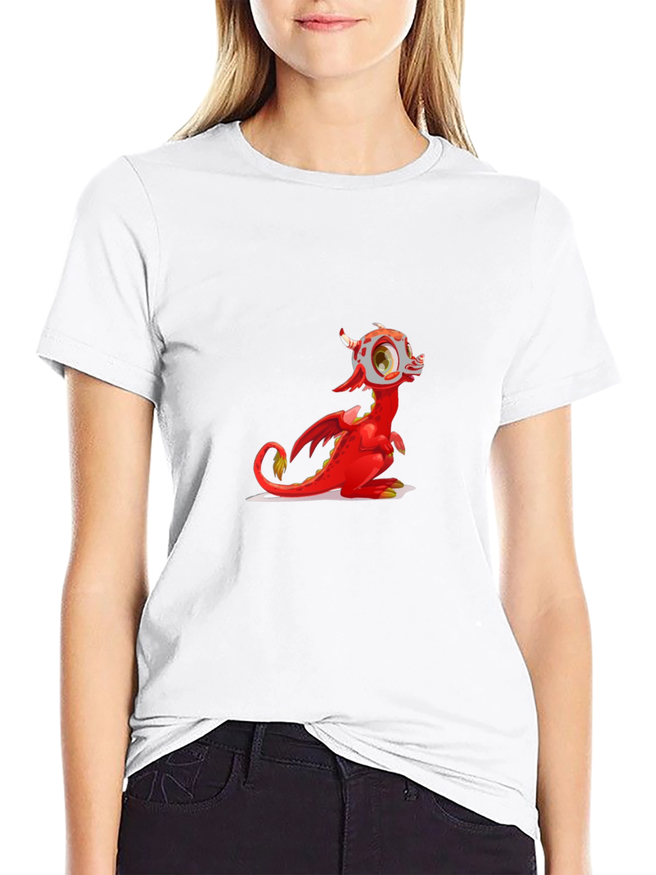 Red Dragon Graphic Tee - Fun Cartoon Style