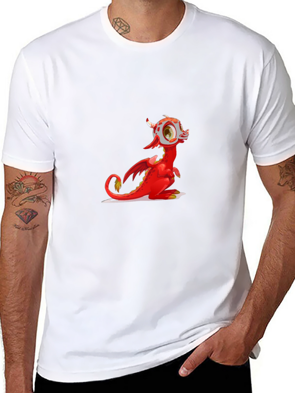 Red Dragon Graphic Tee - Fun Cartoon Style