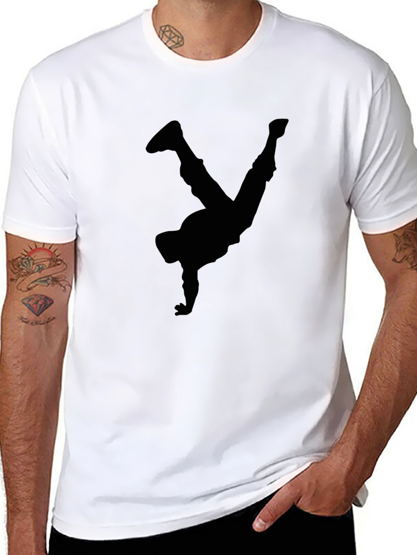 Cool Breakdancer Silhouette Black T-Shirt