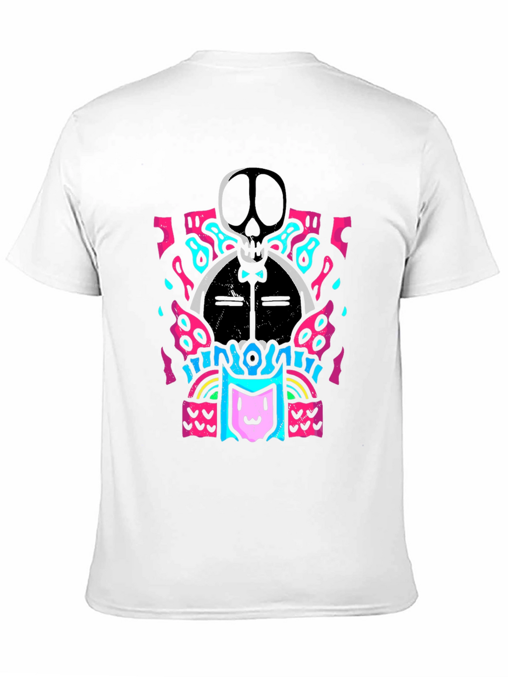 Skull & Cat Graphic Tee - Funky Black T-Shirt