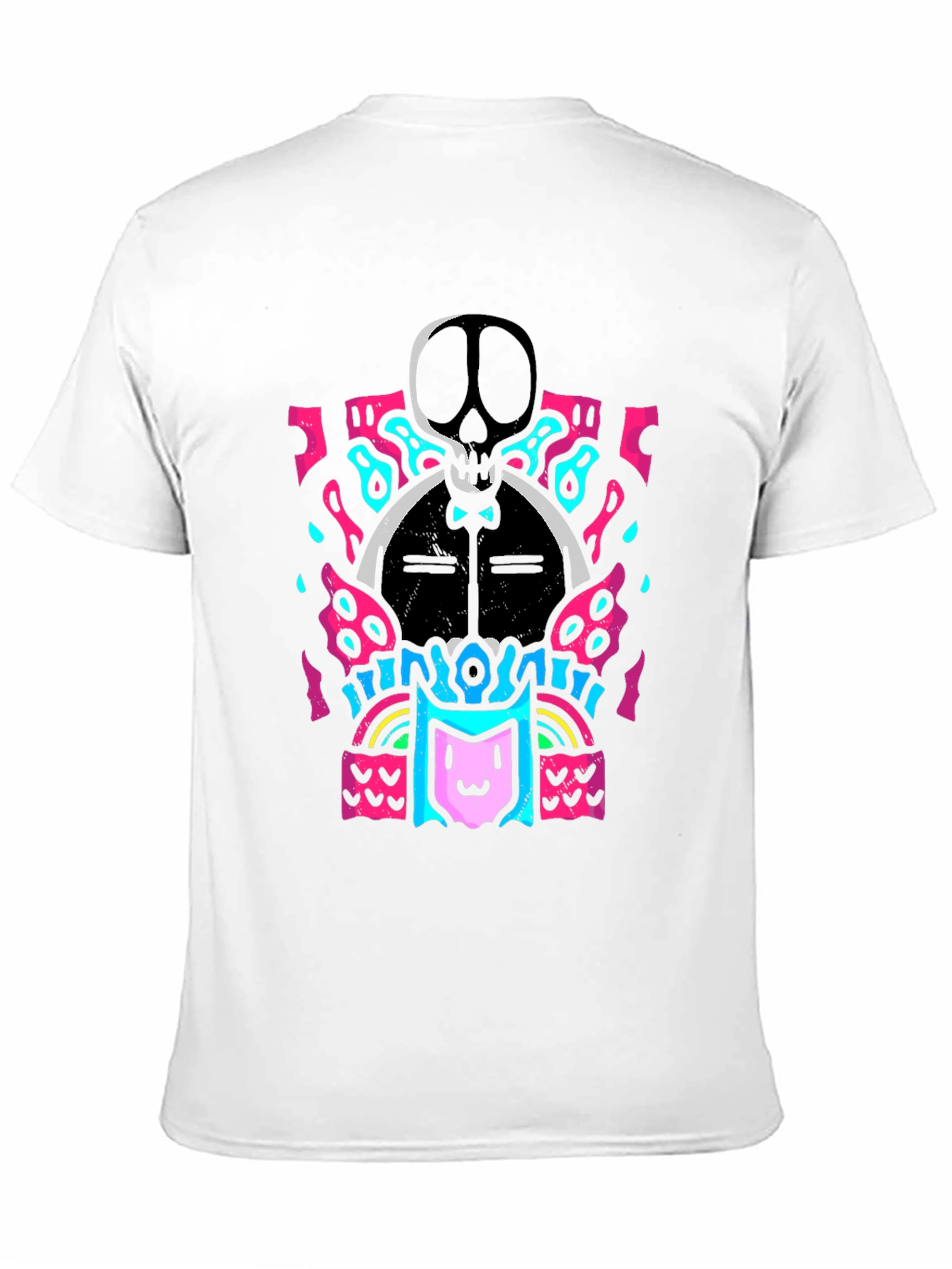 Skull & Cat Graphic Tee - Funky Black T-Shirt