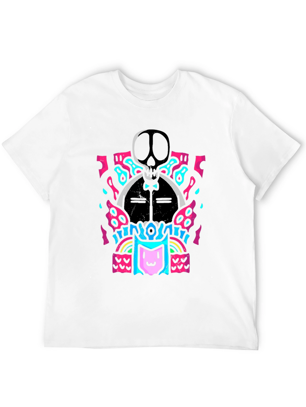 Skull & Cat Graphic Tee - Funky Black T-Shirt