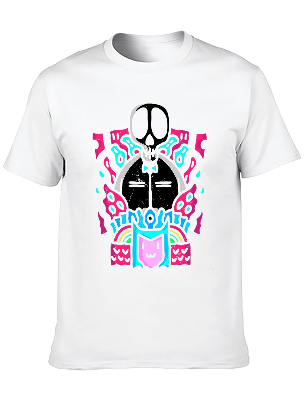 Skull & Cat Graphic Tee - Funky Black T-Shirt