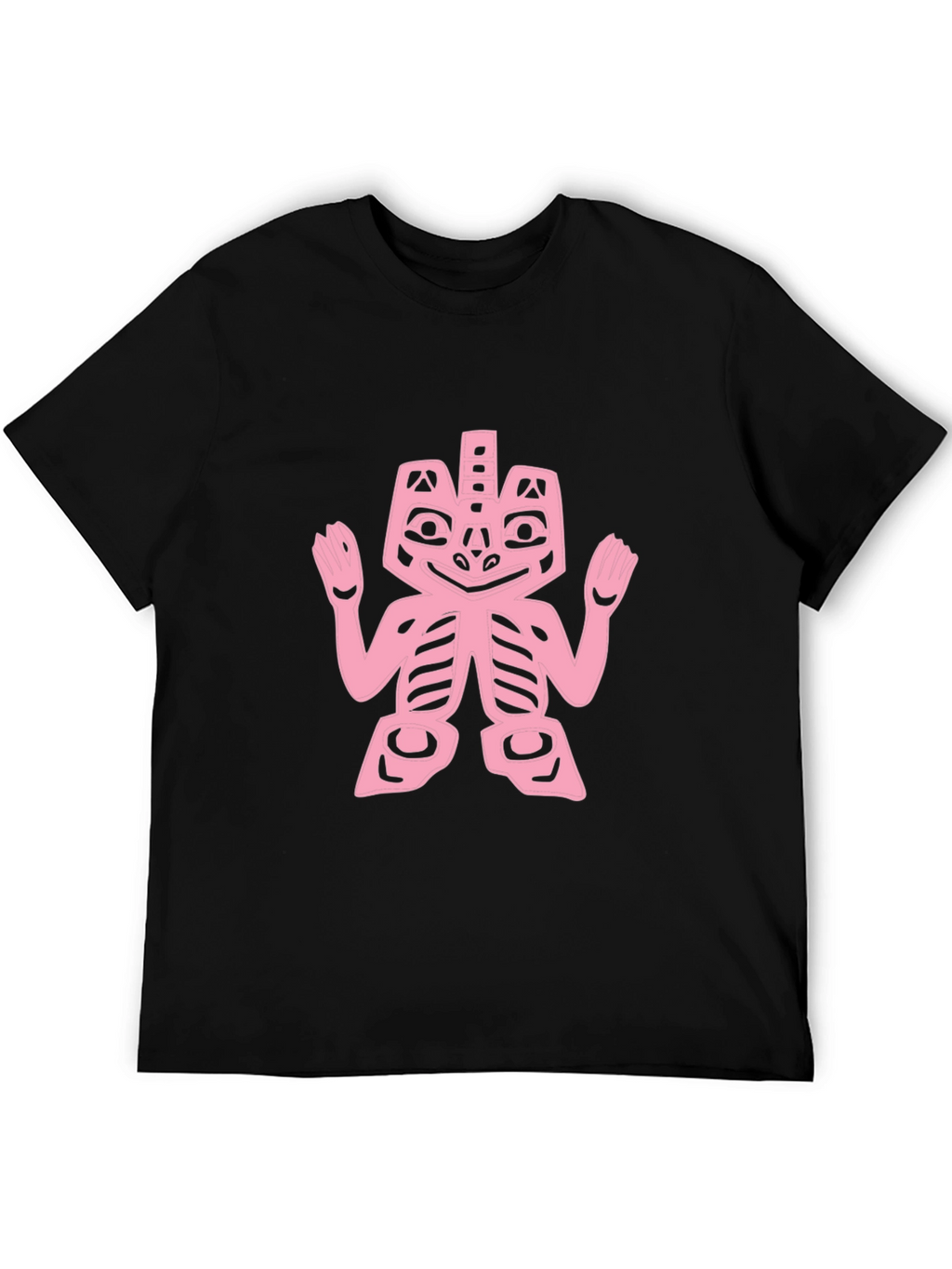 Pink Tribal Art on Black Tee