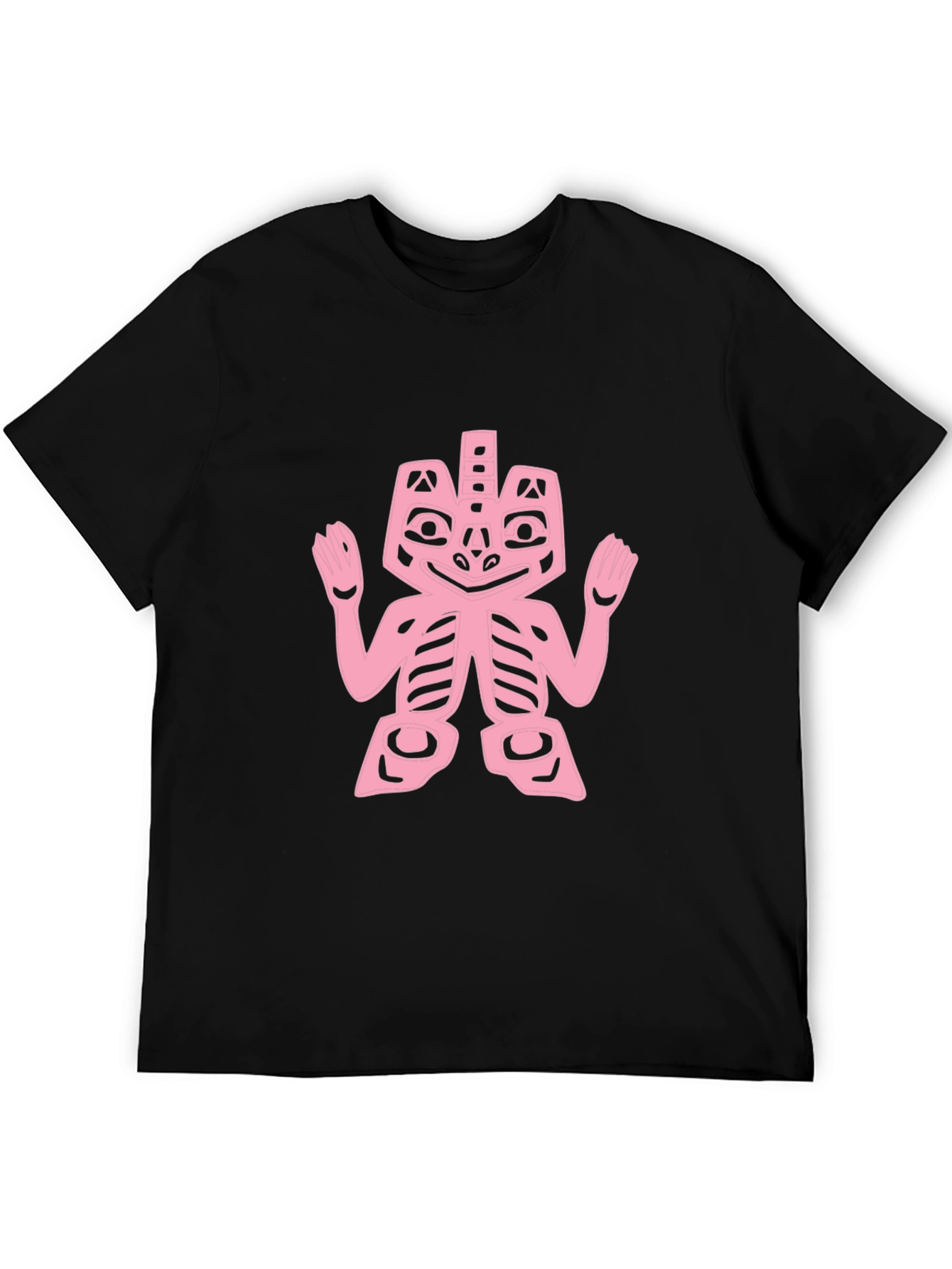 Pink Tribal Art on Black Tee