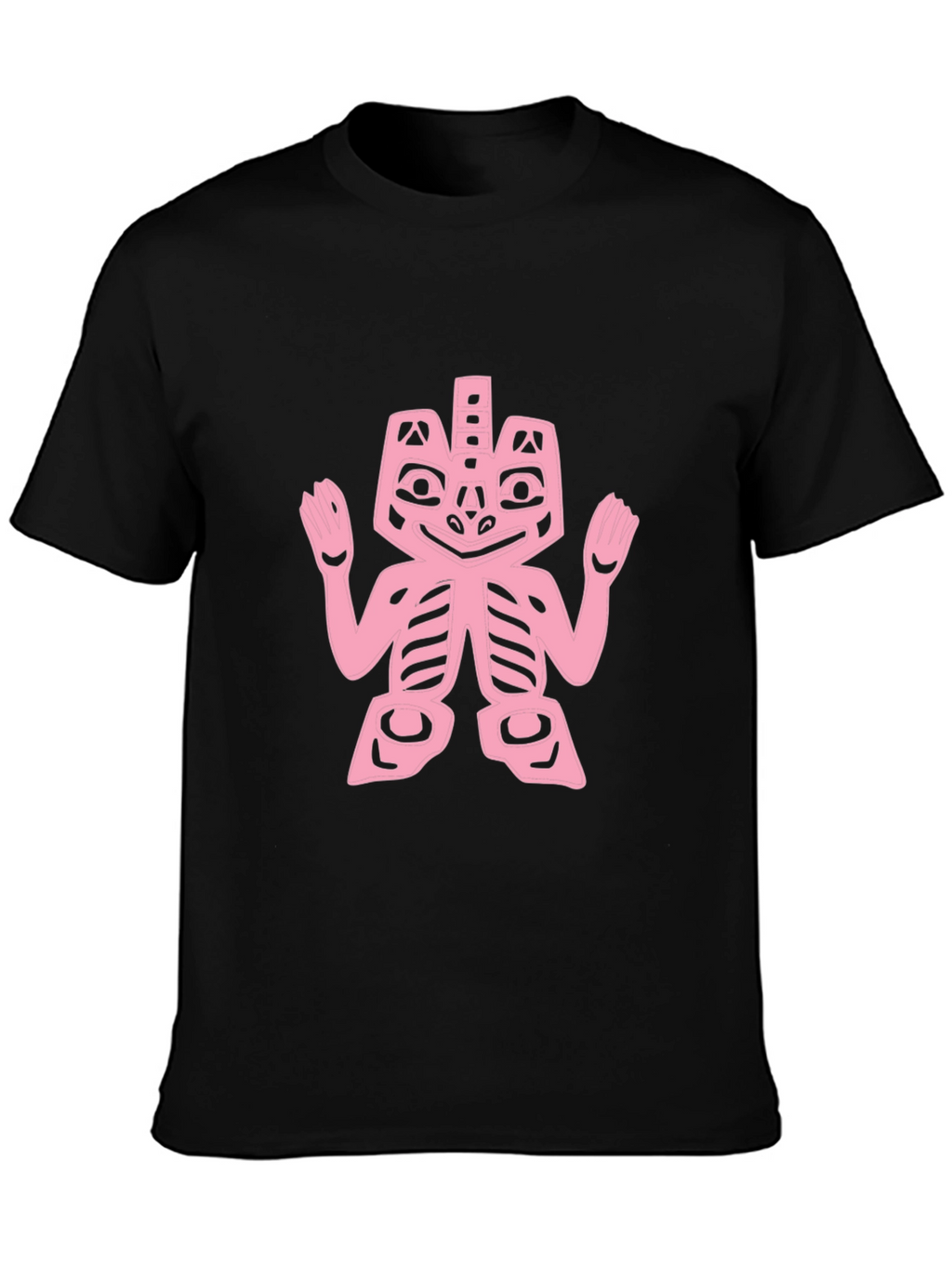 Pink Tribal Art on Black Tee