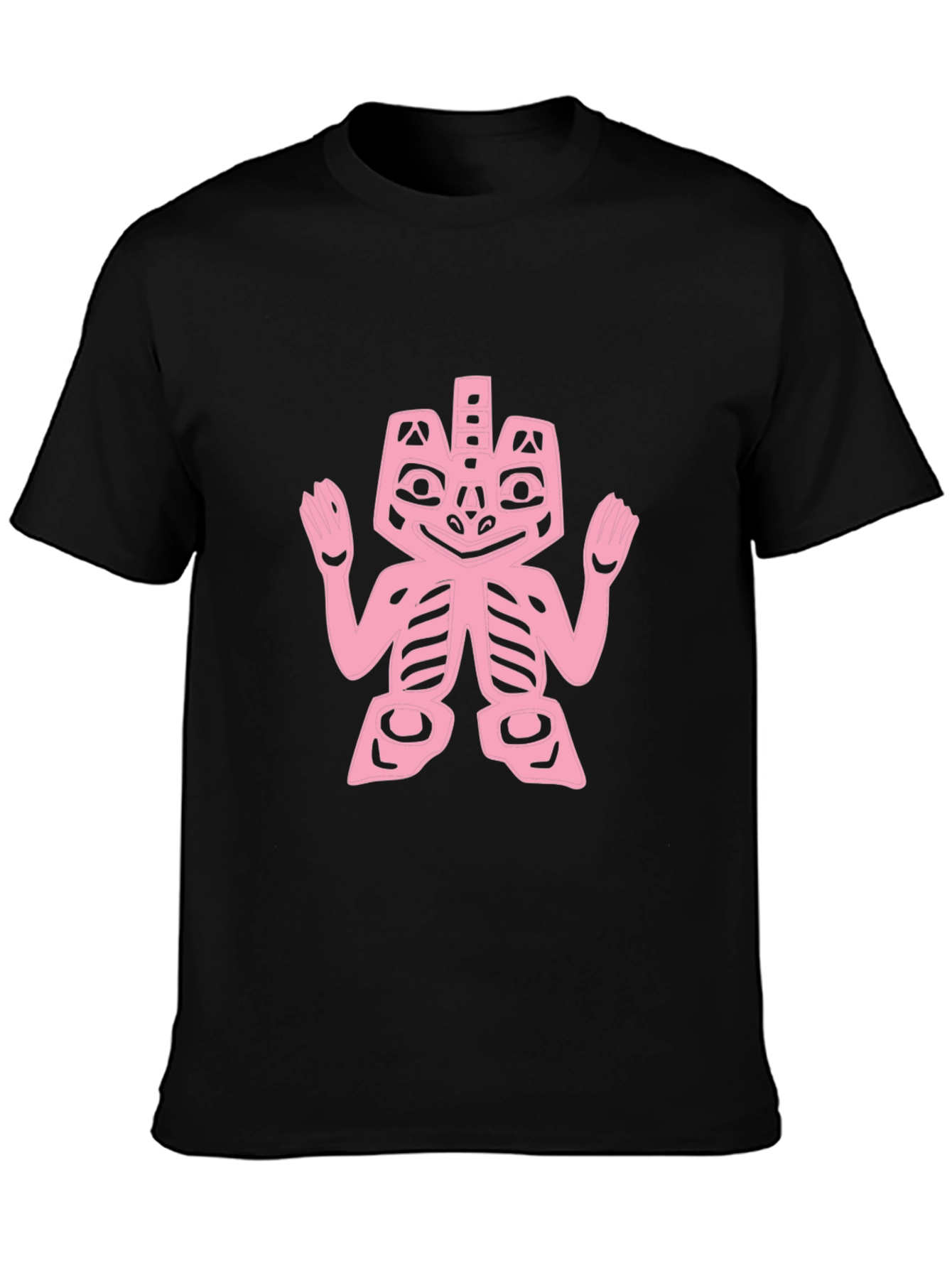 Pink Tribal Art on Black Tee