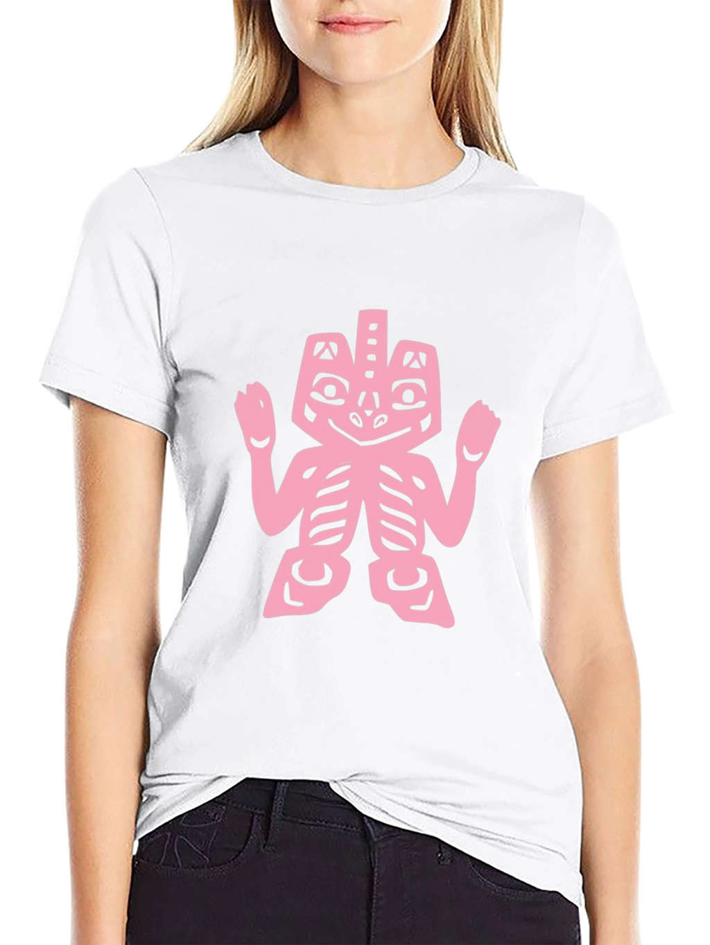Pink Tribal Art on Black Tee